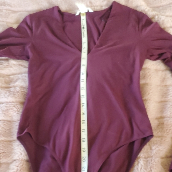 Women's Long Sleeve V-Neck Bodysuit - Purple - Picture 5 of 7